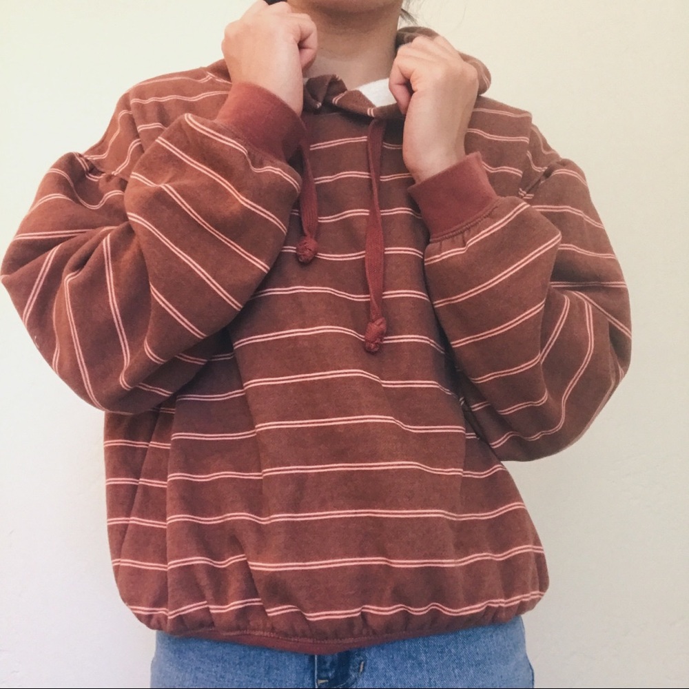 Maroon & Pink Striped Balloon Hoodie